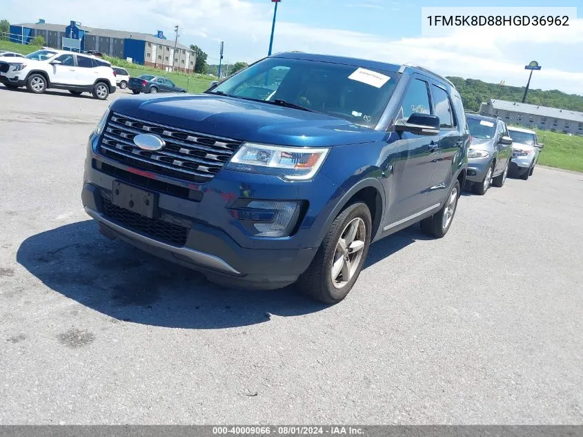 2017 Ford Explorer Xlt VIN: 1FM5K8D88HGD36962 Lot: 40009066