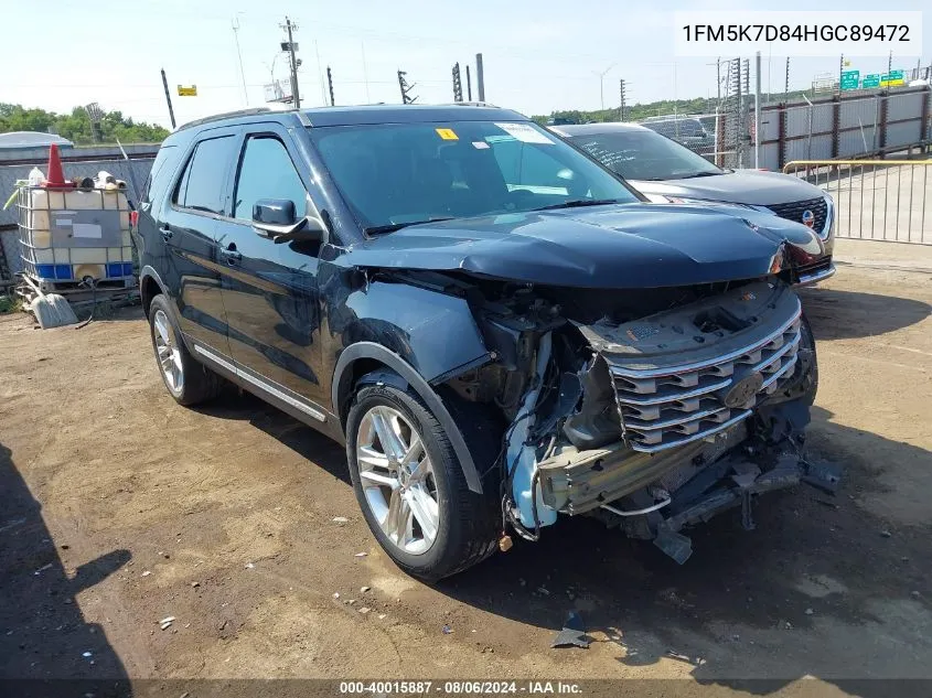 1FM5K7D84HGC89472 2017 Ford Explorer Xlt