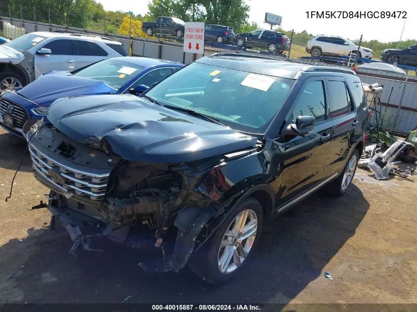 2017 Ford Explorer Xlt VIN: 1FM5K7D84HGC89472 Lot: 40015887