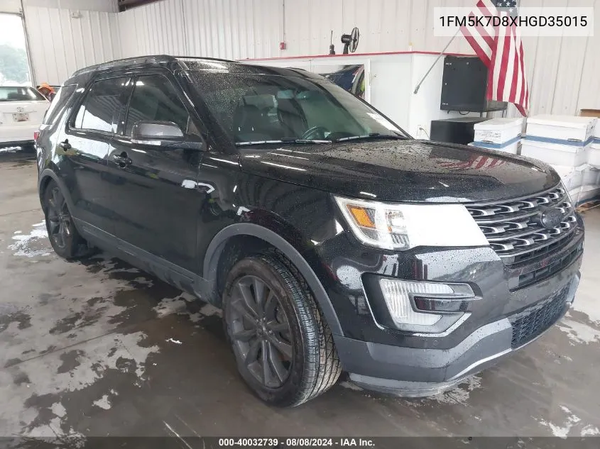 2017 Ford Explorer Xlt VIN: 1FM5K7D8XHGD35015 Lot: 40032739