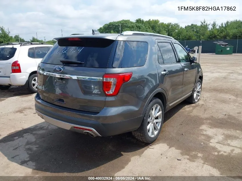 1FM5K8F82HGA17862 2017 Ford Explorer Limited