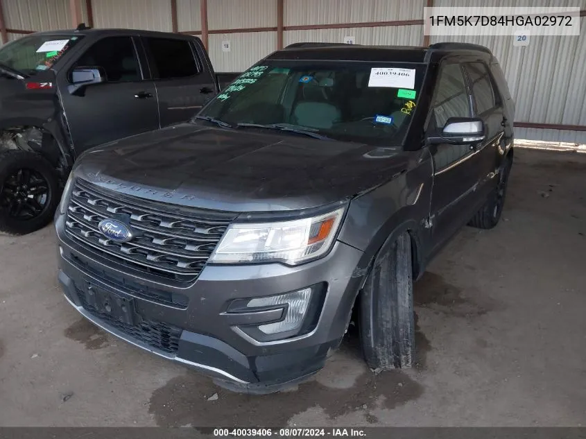 2017 Ford Explorer Xlt VIN: 1FM5K7D84HGA02972 Lot: 40039406