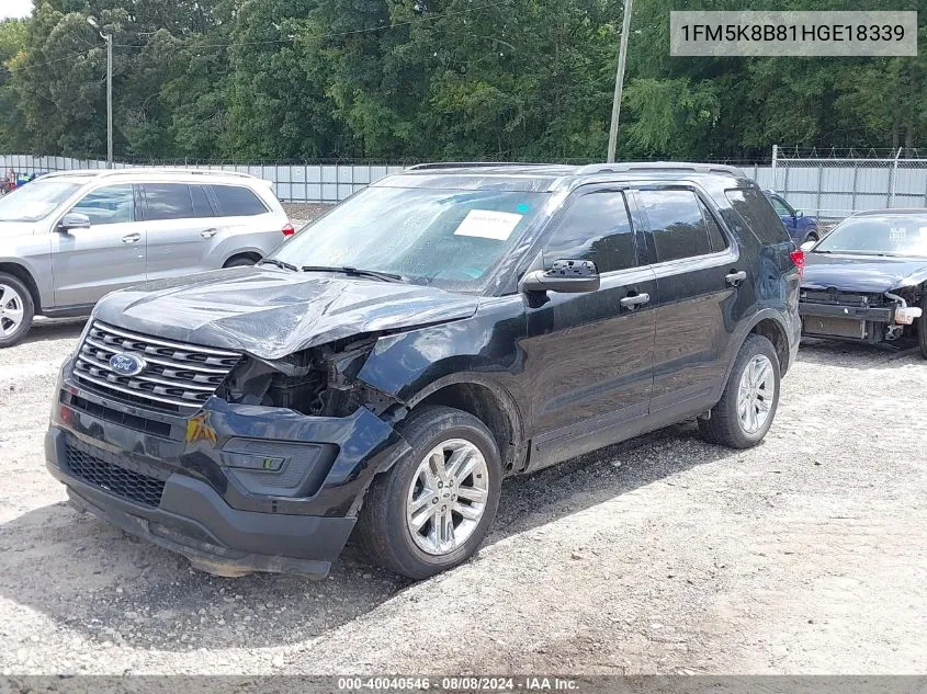 2017 Ford Explorer VIN: 1FM5K8B81HGE18339 Lot: 40040546