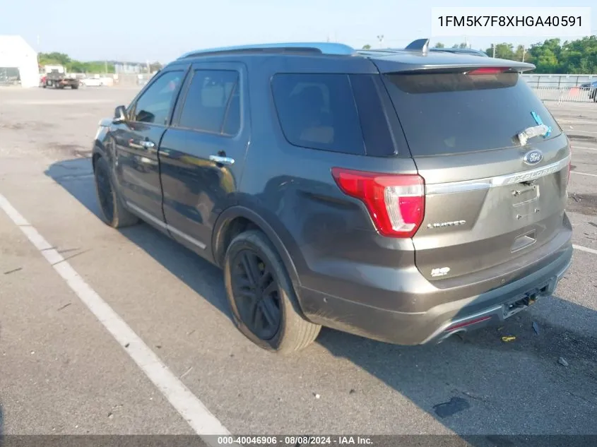 1FM5K7F8XHGA40591 2017 Ford Explorer Limited