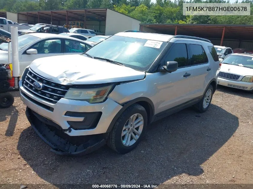 2017 Ford Explorer VIN: 1FM5K7B87HGE00678 Lot: 40068776