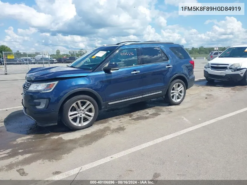 2017 Ford Explorer Limited VIN: 1FM5K8F89HGD84919 Lot: 40106896