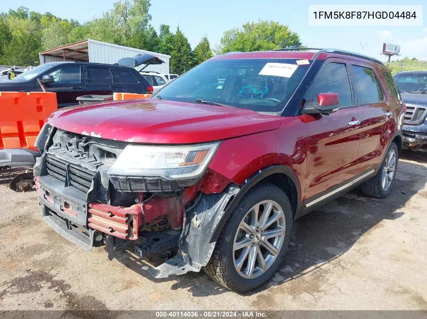 2017 Ford Explorer Limited VIN: 1FM5K8F87HGD04484 Lot: 40114036