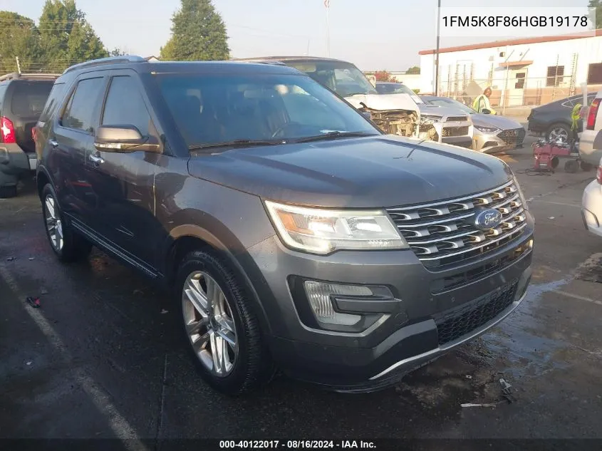 2017 Ford Explorer Limited VIN: 1FM5K8F86HGB19178 Lot: 40122017