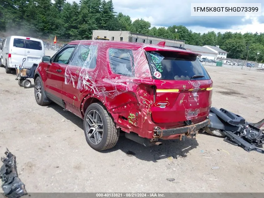 2017 Ford Explorer Sport VIN: 1FM5K8GT5HGD73399 Lot: 40133821