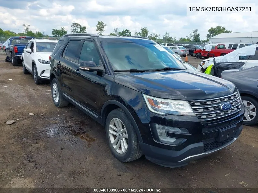 2017 Ford Explorer Xlt VIN: 1FM5K7D83HGA97251 Lot: 40133966