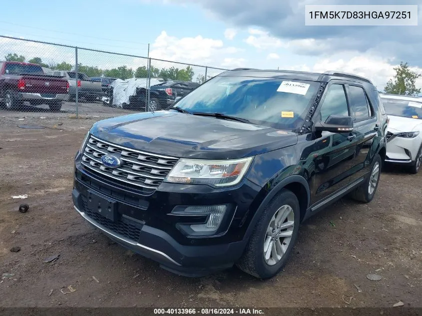 2017 Ford Explorer Xlt VIN: 1FM5K7D83HGA97251 Lot: 40133966