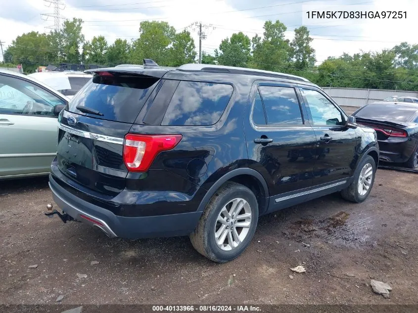 2017 Ford Explorer Xlt VIN: 1FM5K7D83HGA97251 Lot: 40133966