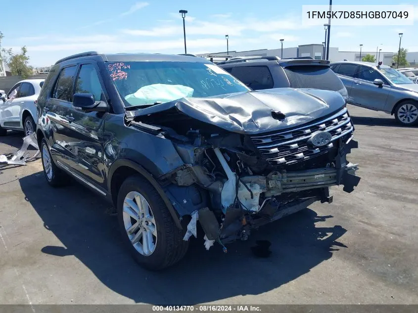 2017 Ford Explorer Xlt VIN: 1FM5K7D85HGB07049 Lot: 40134770