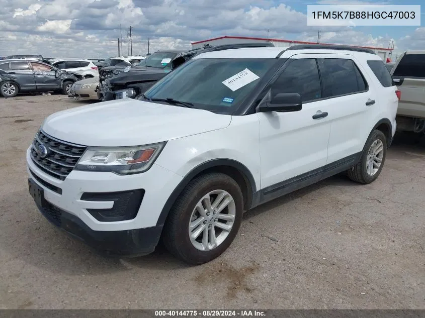 2017 Ford Explorer VIN: 1FM5K7B88HGC47003 Lot: 40144775