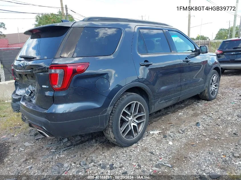 2017 Ford Explorer Sport VIN: 1FM5K8GT4HGB39772 Lot: 40155281