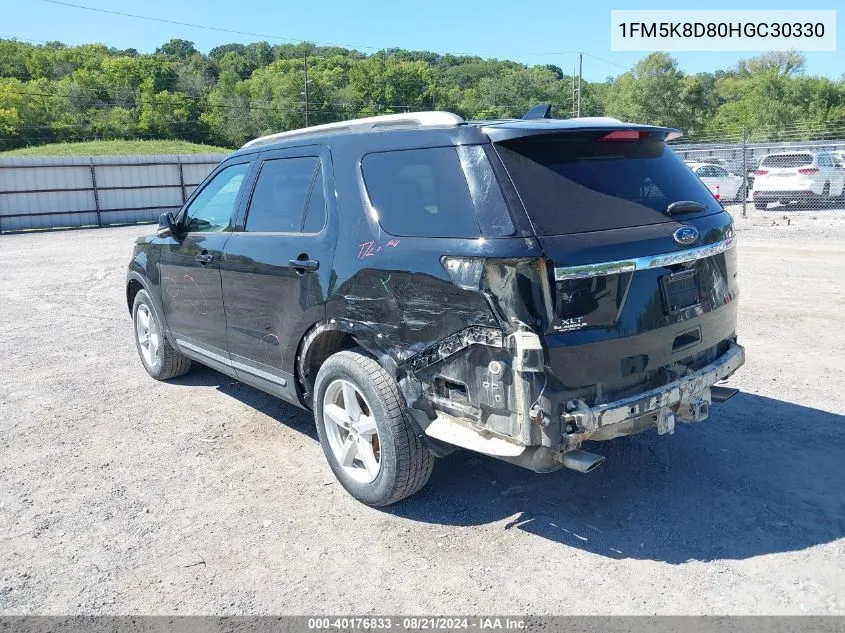 2017 Ford Explorer Xlt VIN: 1FM5K8D80HGC30330 Lot: 40176833