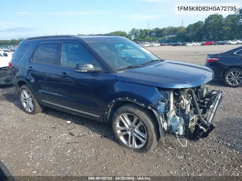 2017 Ford Explorer Xlt VIN: 1FM5K8D82HGA72735 Lot: 40189782