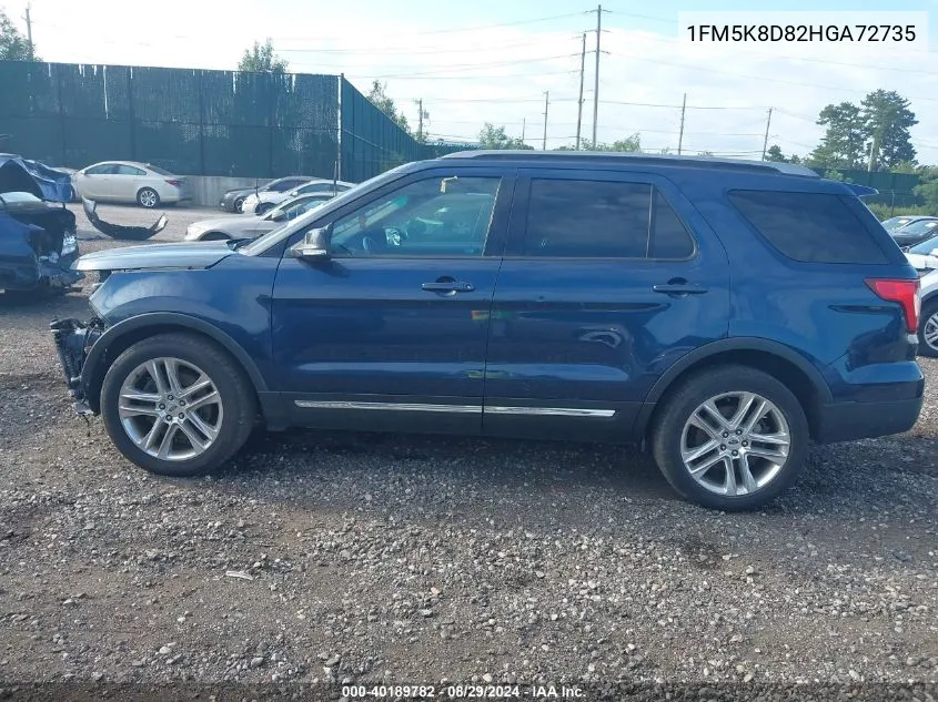 2017 Ford Explorer Xlt VIN: 1FM5K8D82HGA72735 Lot: 40189782