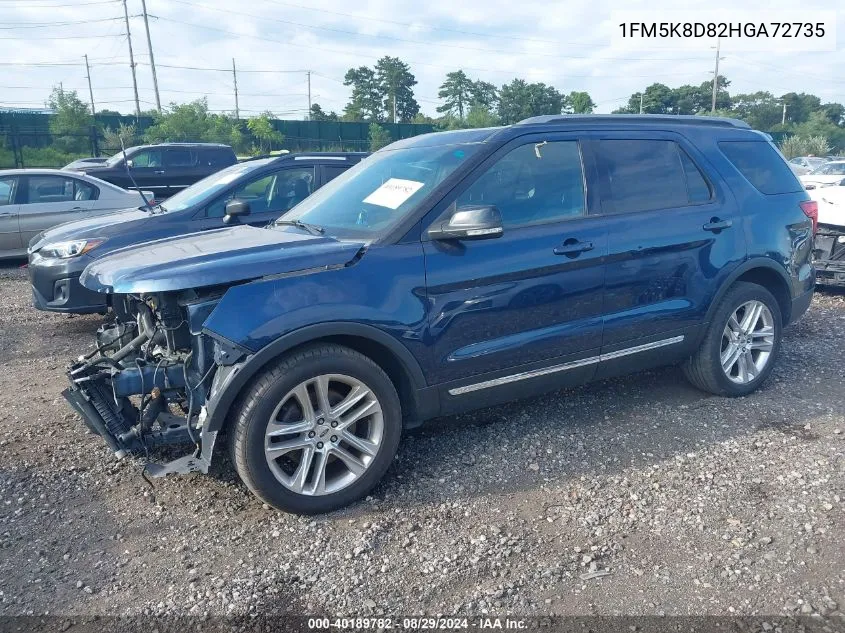 2017 Ford Explorer Xlt VIN: 1FM5K8D82HGA72735 Lot: 40189782