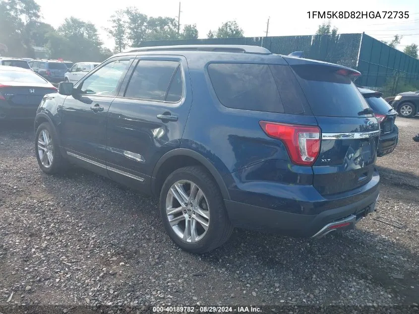 2017 Ford Explorer Xlt VIN: 1FM5K8D82HGA72735 Lot: 40189782