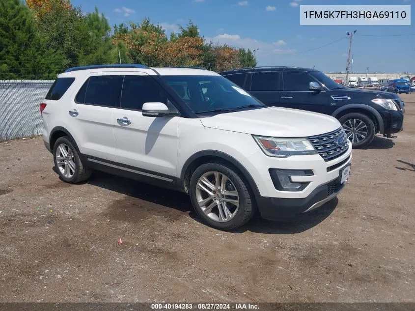 2017 Ford Explorer Limited VIN: 1FM5K7FH3HGA69110 Lot: 40194283