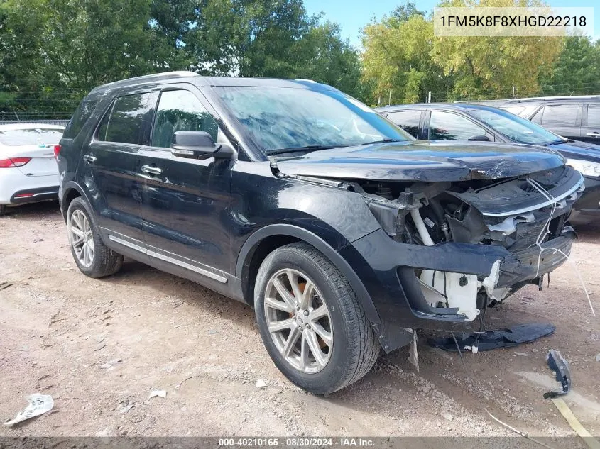 2017 Ford Explorer Limited VIN: 1FM5K8F8XHGD22218 Lot: 40210165