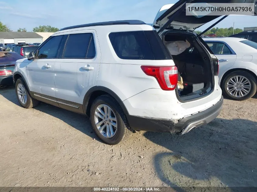 2017 Ford Explorer Xlt VIN: 1FM5K7DH0HGA57936 Lot: 40224102