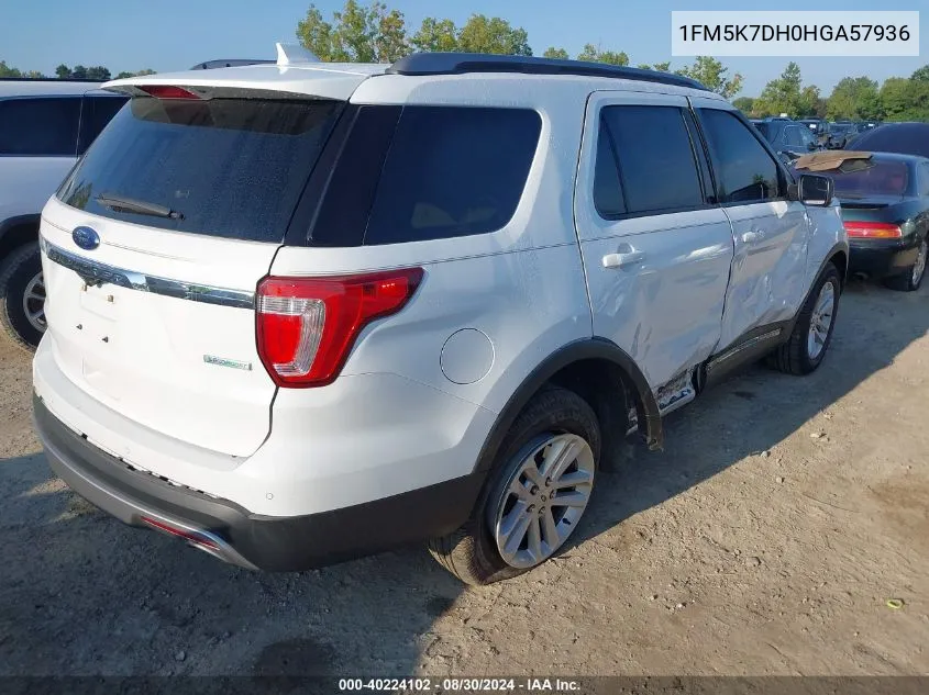 2017 Ford Explorer Xlt VIN: 1FM5K7DH0HGA57936 Lot: 40224102