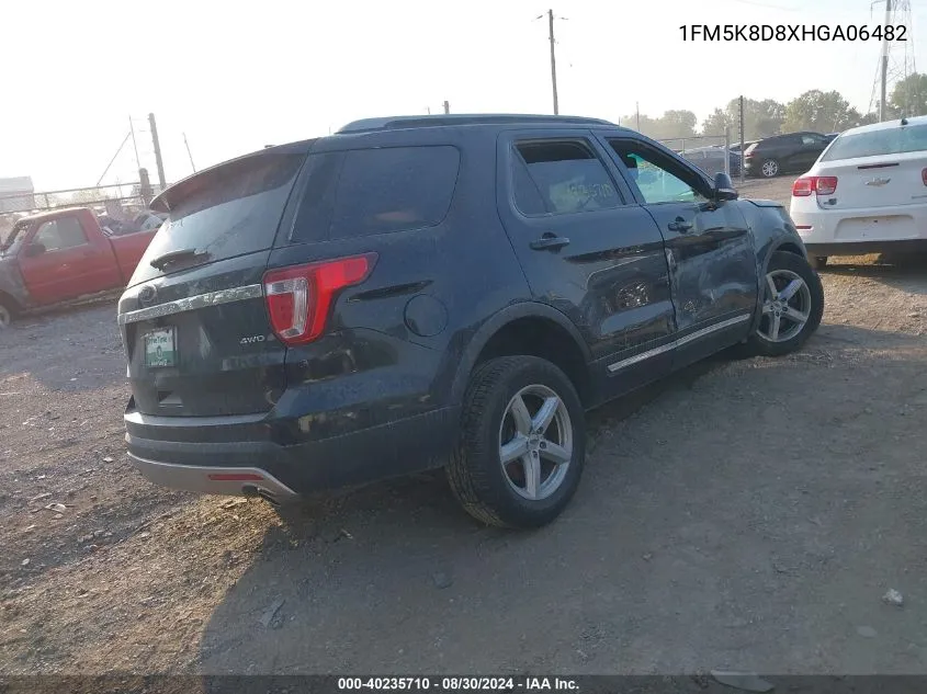 2017 Ford Explorer Xlt VIN: 1FM5K8D8XHGA06482 Lot: 40235710