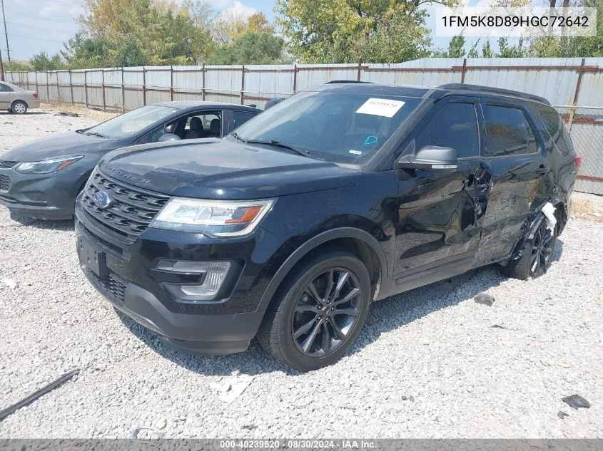 2017 Ford Explorer Xlt VIN: 1FM5K8D89HGC72642 Lot: 40239520