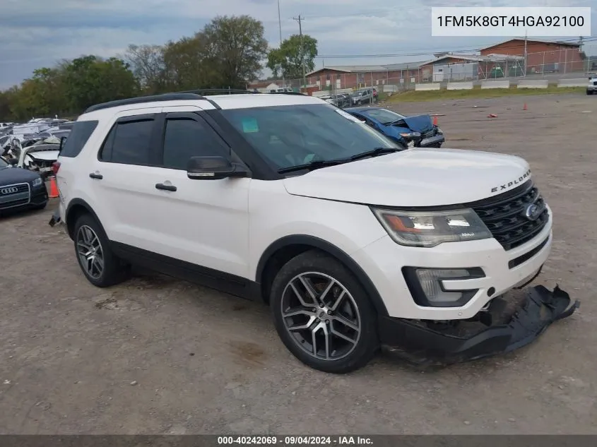 2017 Ford Explorer Sport VIN: 1FM5K8GT4HGA92100 Lot: 40242069