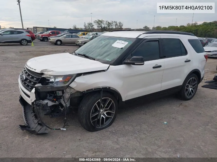 2017 Ford Explorer Sport VIN: 1FM5K8GT4HGA92100 Lot: 40242069