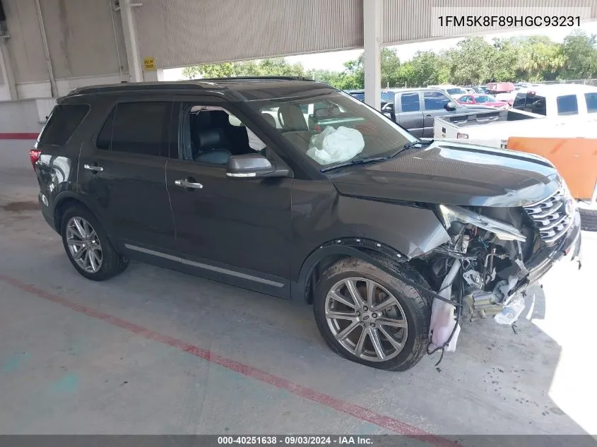 2017 Ford Explorer Limited VIN: 1FM5K8F89HGC93231 Lot: 40251638