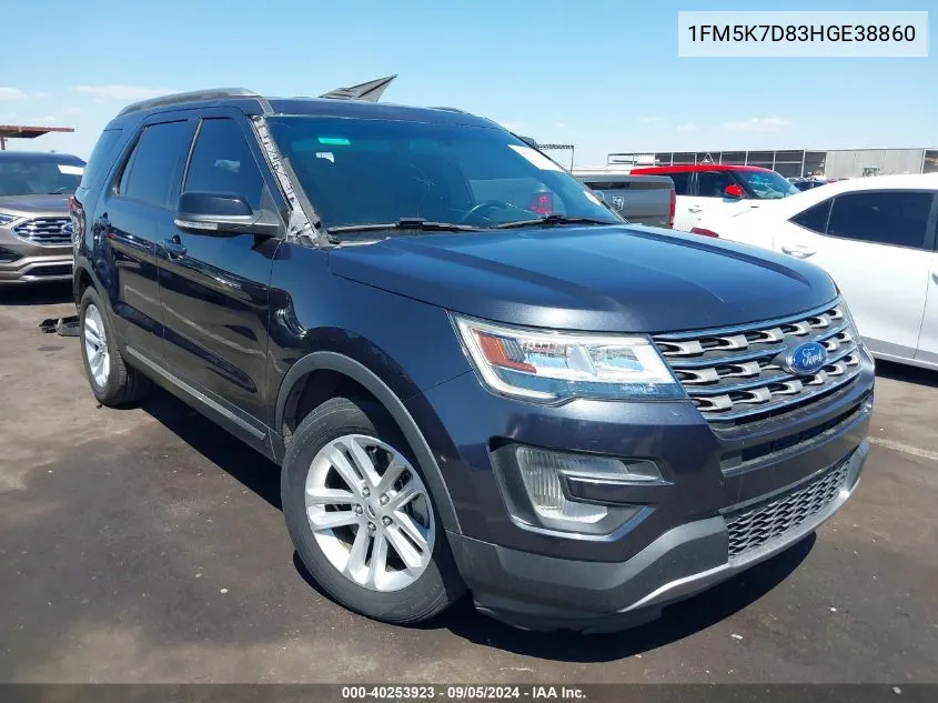 2017 Ford Explorer Xlt VIN: 1FM5K7D83HGE38860 Lot: 40253923