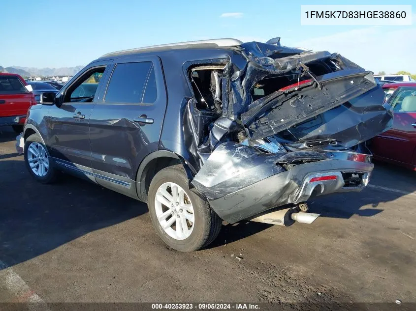 2017 Ford Explorer Xlt VIN: 1FM5K7D83HGE38860 Lot: 40253923