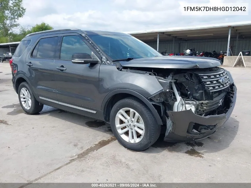 2017 Ford Explorer Xlt VIN: 1FM5K7DH8HGD12042 Lot: 40263521