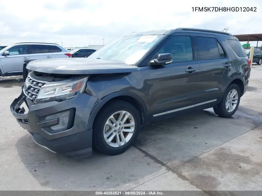 2017 Ford Explorer Xlt VIN: 1FM5K7DH8HGD12042 Lot: 40263521