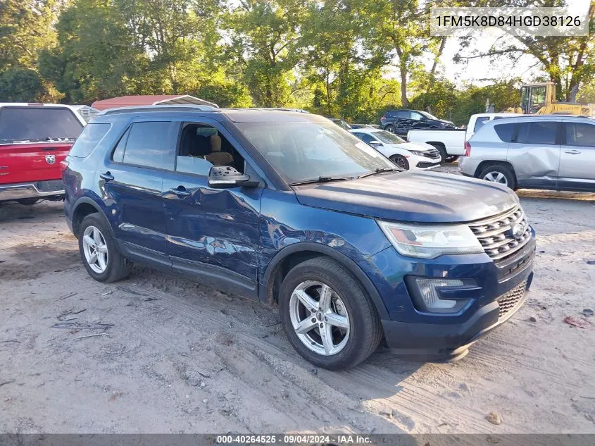 2017 Ford Explorer Xlt VIN: 1FM5K8D84HGD38126 Lot: 40264525