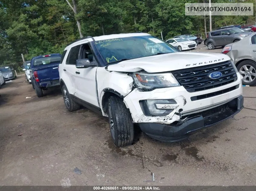 2017 Ford Explorer Sport VIN: 1FM5K8GTXHGA91694 Lot: 40268651