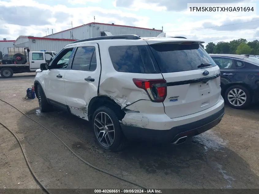 2017 Ford Explorer Sport VIN: 1FM5K8GTXHGA91694 Lot: 40268651