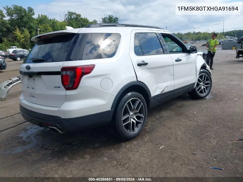 2017 Ford Explorer Sport VIN: 1FM5K8GTXHGA91694 Lot: 40268651