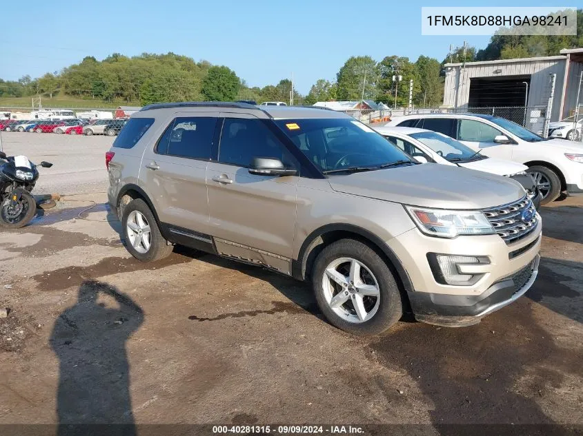 2017 Ford Explorer Xlt VIN: 1FM5K8D88HGA98241 Lot: 40281315