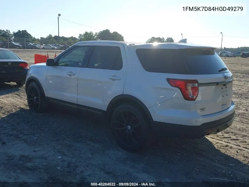 1FM5K7D84HGD49279 2017 Ford Explorer Xlt