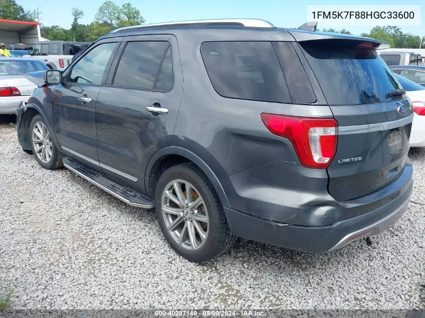 1FM5K7F88HGC33600 2017 Ford Explorer Limited