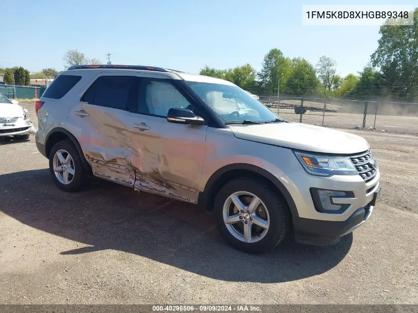 1FM5K8D8XHGB89348 2017 Ford Explorer Xlt