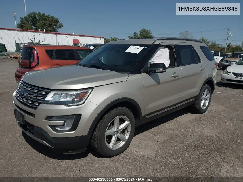 1FM5K8D8XHGB89348 2017 Ford Explorer Xlt