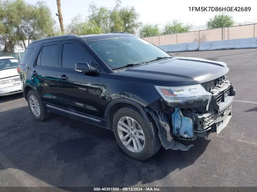 2017 Ford Explorer Xlt VIN: 1FM5K7D86HGE42689 Lot: 40301950