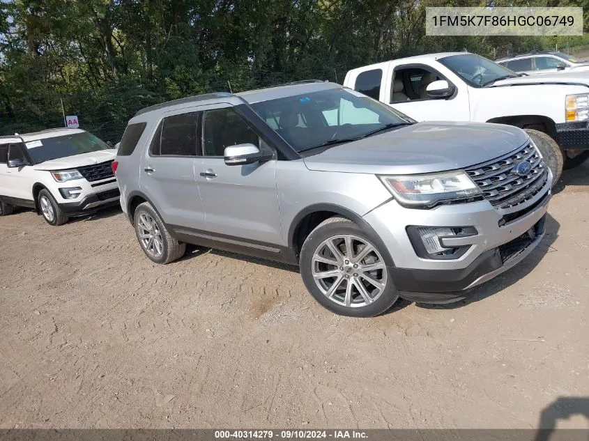 1FM5K7F86HGC06749 2017 Ford Explorer Limited