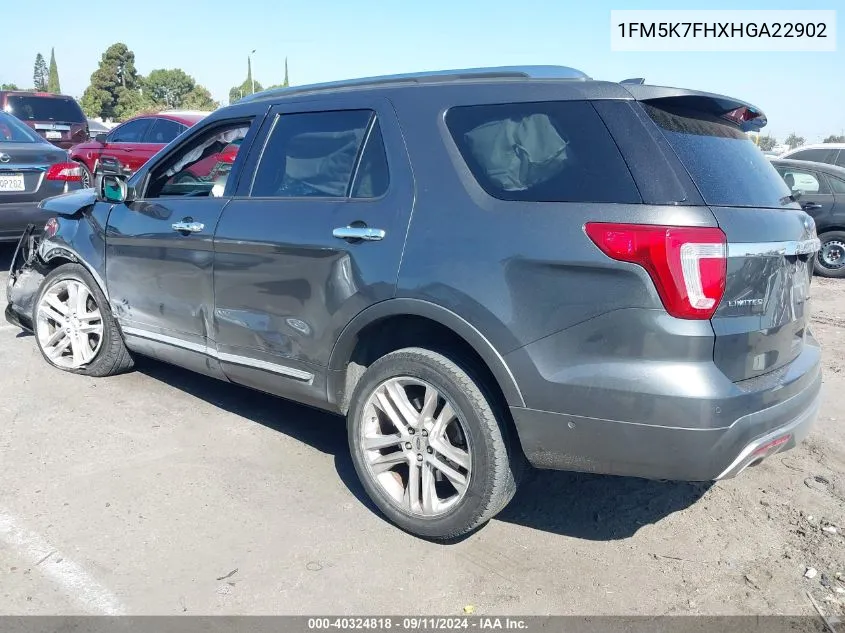 2017 Ford Explorer Limited VIN: 1FM5K7FHXHGA22902 Lot: 40324818