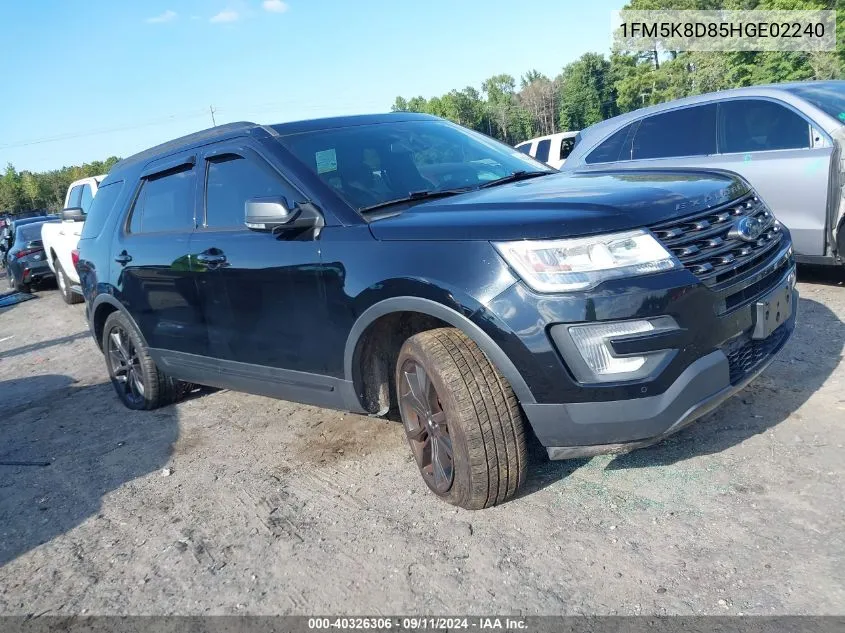 2017 Ford Explorer Xlt VIN: 1FM5K8D85HGE02240 Lot: 40326306